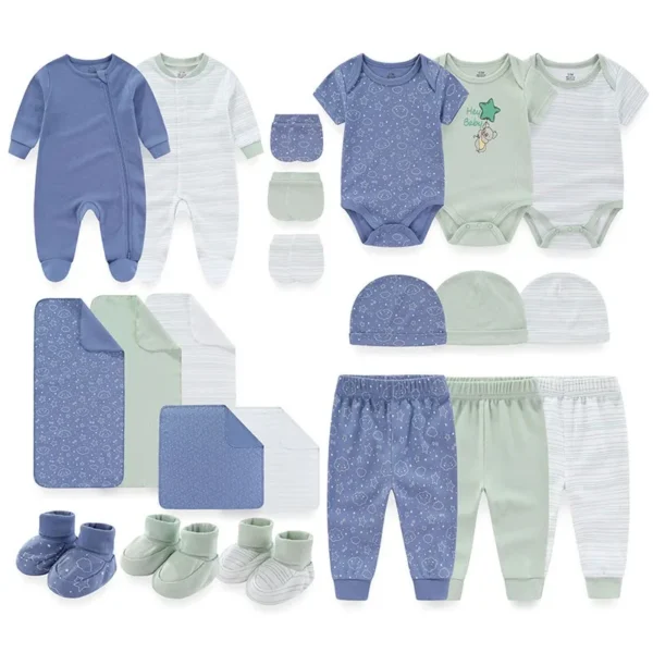 22-Piece Newborn Baby Clothing Set 100%Cotton Bodysuit+Pant+Hat+Footwear+Mitten+Blanket Boy Girl Infant Clothes 2