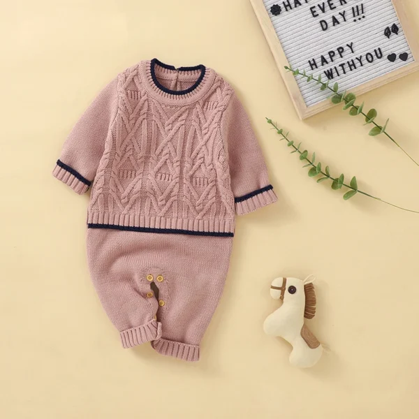 IYEAL  Baby Boys Girls Cotton Knitted Rompers Long Sleeve Autumn Newborn Boys Jumpsuit Toddler Infant Kid Baby Clothes 3