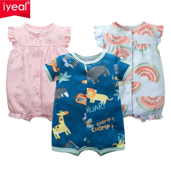 IYEAL Summer Baby Boys Girls Clothes One-Piece Jumpsuits Baby Clothing ,Cotton Short Sleeve Romper Infant Girl Clothes 1