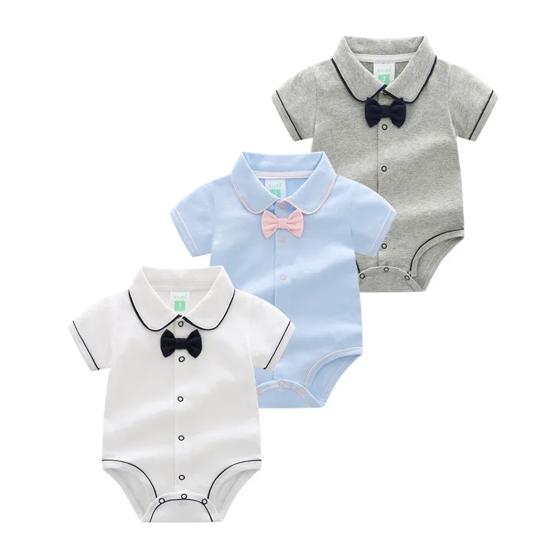 IYEAL 3-4 Pcs/Lot Baby Boy Bodysuit Fashion Body Suits Gentleman Short Sleeve Newborn Jumpsuit Cotton Kid Infant Girl Clothes