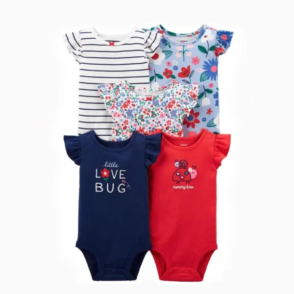 IYEAL 5PCS/Set New 2022 Summer Newborn Baby Boy Girl Clothes Infant Cotton Bodysuits Jumpsuits Toddler Overalls Outfits Clothing 14