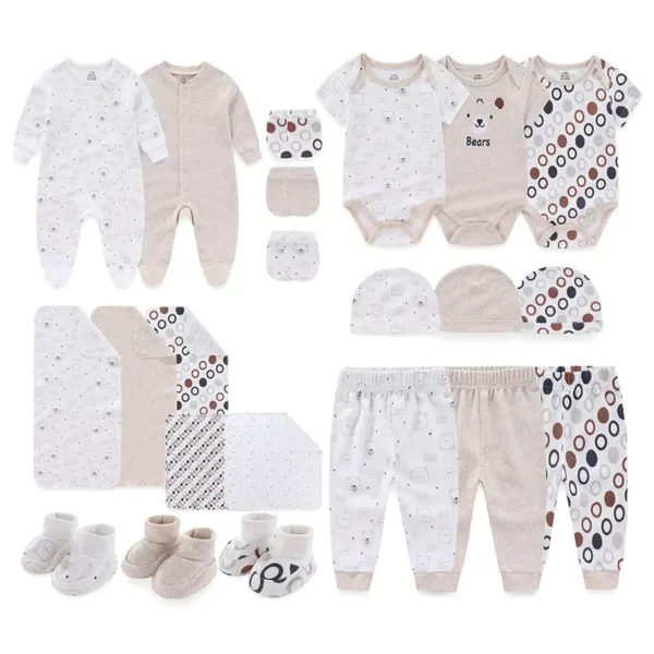 22-Piece Newborn Baby Clothing Set 100%Cotton Bodysuit+Pant+Hat+Footwear+Mitten+Blanket Boy Girl Infant Clothes 3