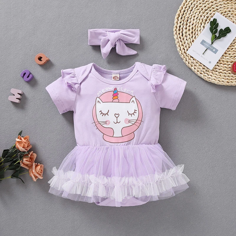 IYEAL Princess Baby Girls Jumpsuit+ Headband Ruffles Baby Clothes Bebe Roupas Kids Newborn Tutu Bodysuits Infant Toddler Outfit 7