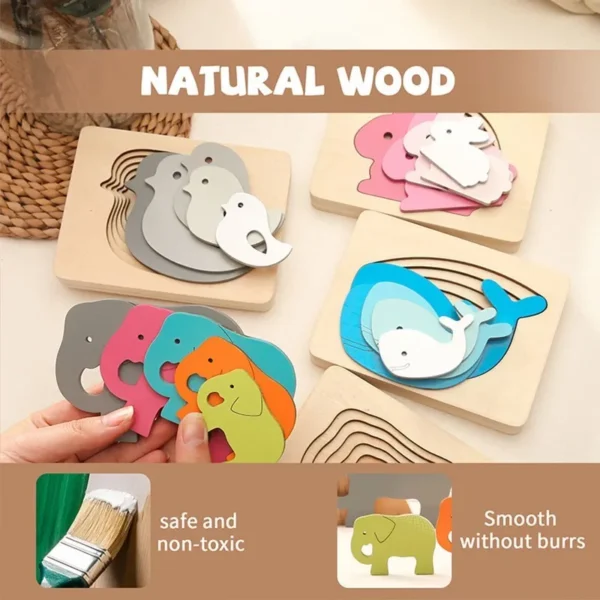 Children Montessori Toys Animal 3D Puzzle For Children Cartoon Animal Elephant Children Jigsaw Board Early Educational Toy Gift 3