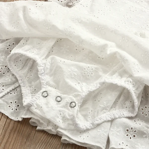 IYEAL Princess Newborn Baby Girls Clothes Romper Skirts Sleeveless Solid Color White Lace Flower Ruffle One-Piece Outfit Sunsuit 6