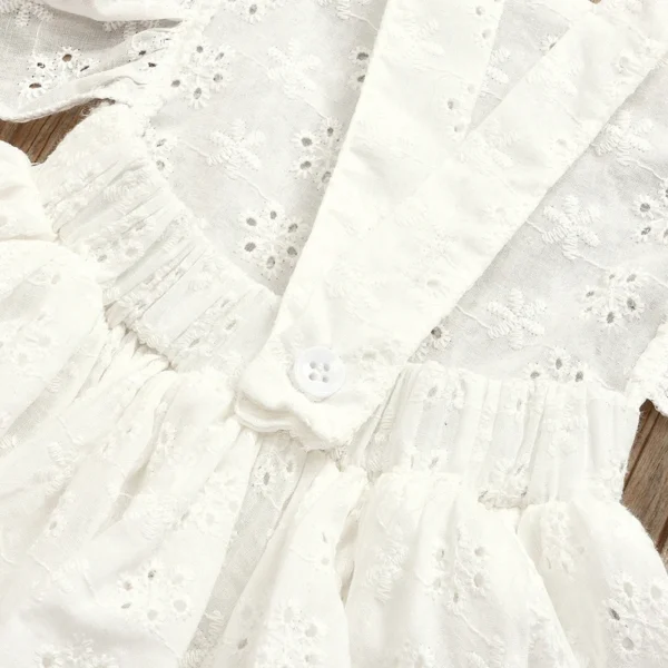 IYEAL Princess Newborn Baby Girls Clothes Romper Skirts Sleeveless Solid Color White Lace Flower Ruffle One-Piece Outfit Sunsuit 5