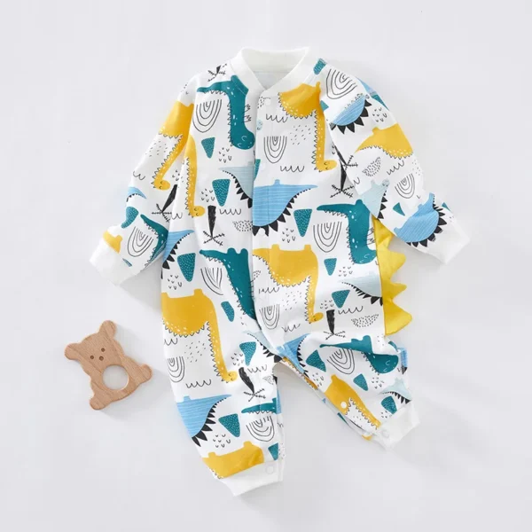 IYEAL Newborn Baby Boy Rompers Cotton Cartoon Dinosaurs Infant Baby Girls Jumpsuit One piece Outfit Toddler Girl Clothes 3