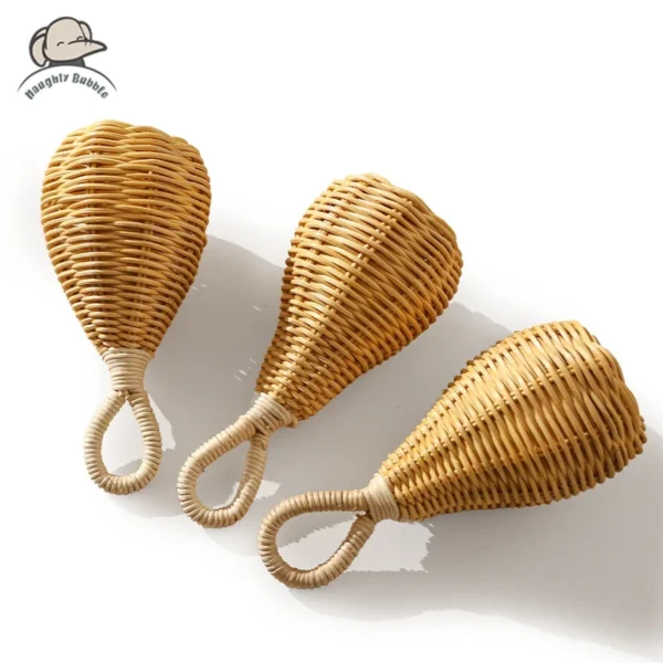 Handmade Rattan Rattles Educational Toys for Kids Crib Mobile Hand Bell Baby Accessories Infant Sensory Toy Baby Teether GIfts 1