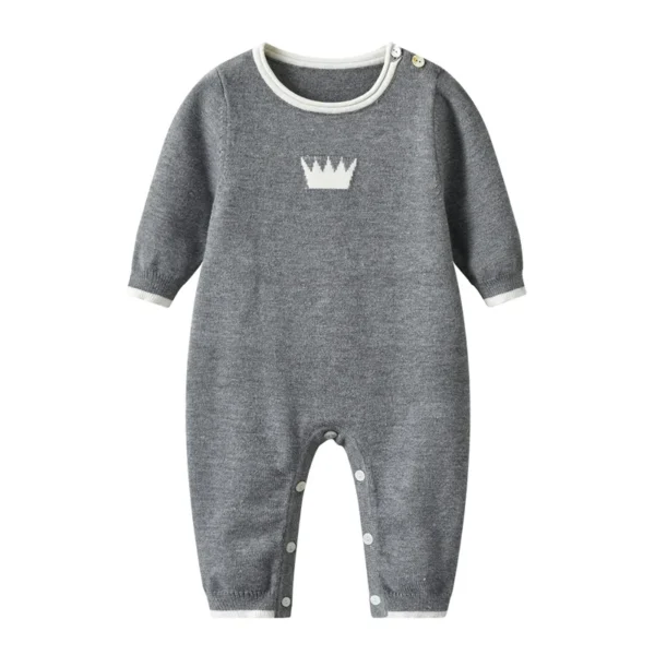 IYEAL Infant Baby Girl Boys Knitted Clothes Long Sleeve Crown Knitted Romper Jumpsuit  Autumn Winter Sweater 7