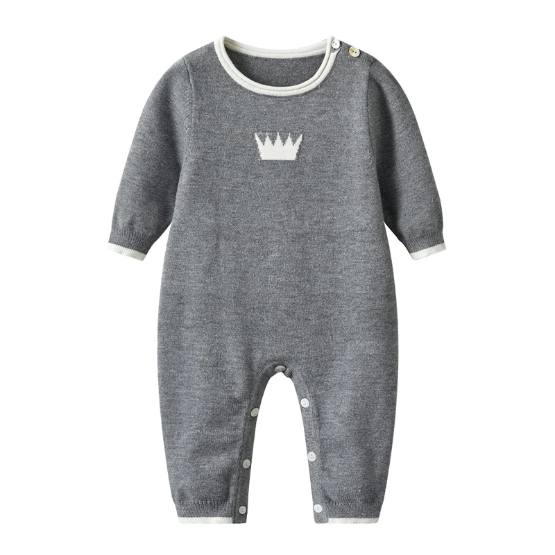 IYEAL Infant Baby Girl Boys Knitted Clothes Long Sleeve Crown Knitted Romper Jumpsuit  Autumn Winter Sweater 7