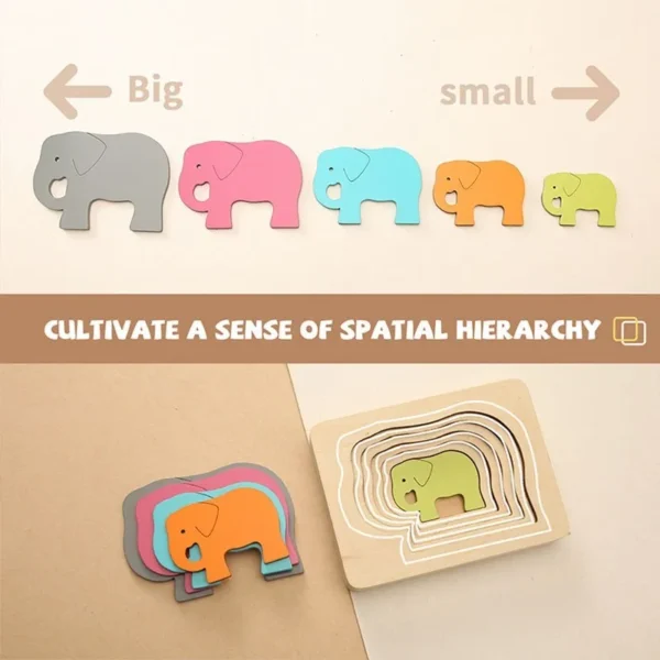 Children Montessori Toys Animal 3D Puzzle For Children Cartoon Animal Elephant Children Jigsaw Board Early Educational Toy Gift 5