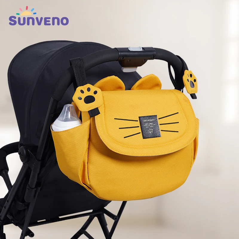 Sunveno-Bolsa de pañales de gato para mamá, organizador Universal de viaje de gran capacidad para cochecito de bebé, maternidad 1