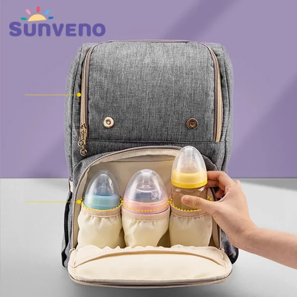 SUNVENO-Bolsa de pañales de moda para mamá, mochila de viaje de gran capacidad, bolsa de lactancia para el cuidado del bebé 2