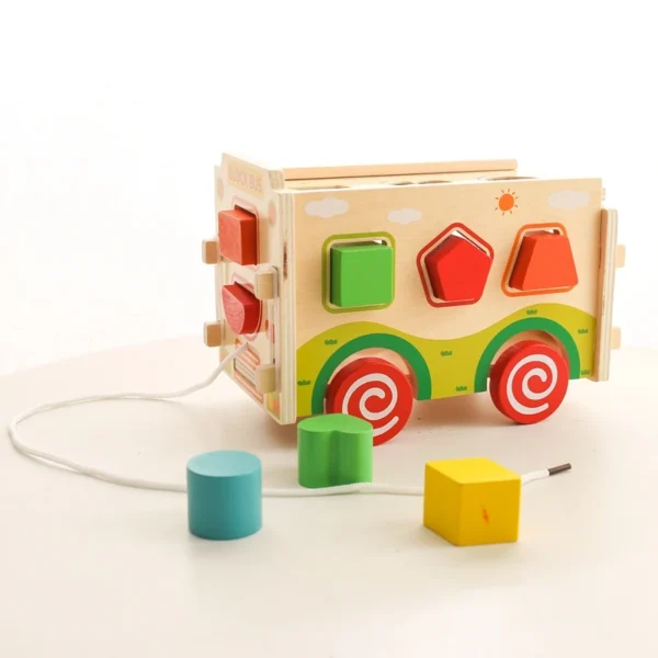 Juguete Montessori con forma de coche, juguete de reconocimiento de Color, Multiplex, se puede desmontar, juguete de aprendizaje para bebés de madera 5