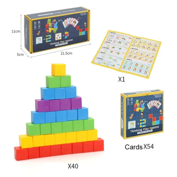 Rompecabezas Montessori de bloques mágicos para niños, juguete de aprendizaje de pensamiento lógico espacial, bloques de apilamiento de arcoíris, juguetes educativos de matemáticas 6