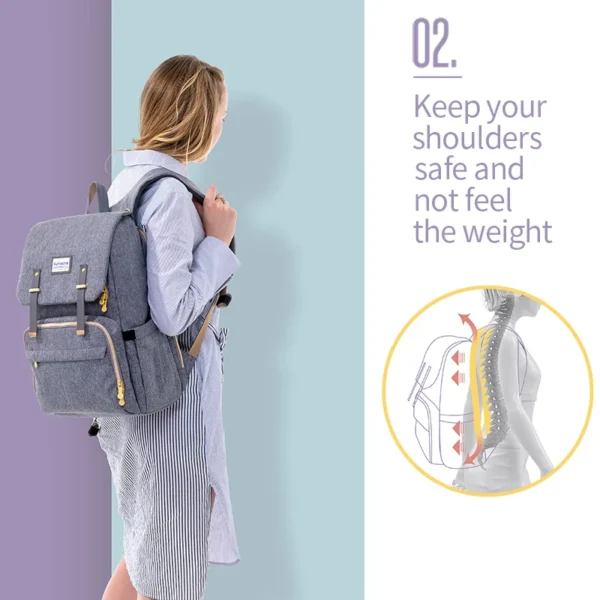 SUNVENO-Bolsa de pañales de moda para mamá, mochila de viaje de gran capacidad, bolsa de lactancia para el cuidado del bebé 3