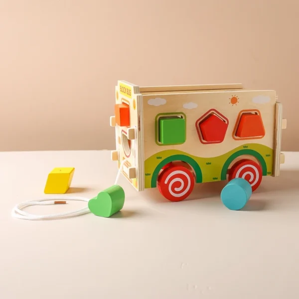 Juguete Montessori con forma de coche, juguete de reconocimiento de Color, Multiplex, se puede desmontar, juguete de aprendizaje para bebés de madera 2