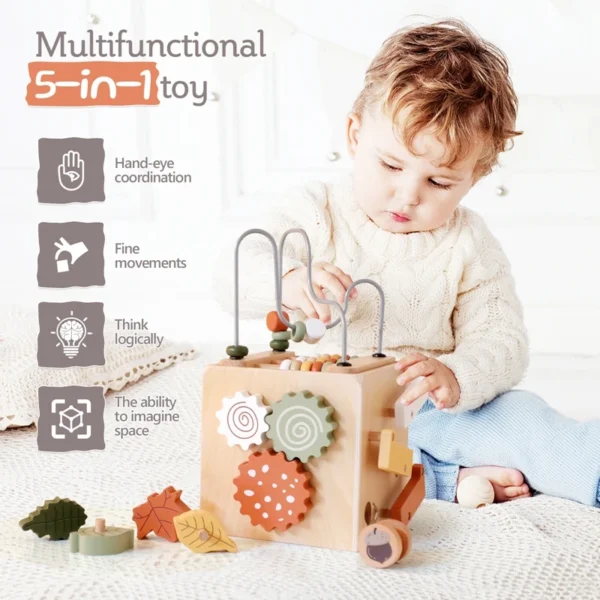 Juego de apilamiento educativo Montessori, caja de madera de silicona, bloques de forma geométrica, juguetes a juego para niños pequeños y bebés 3