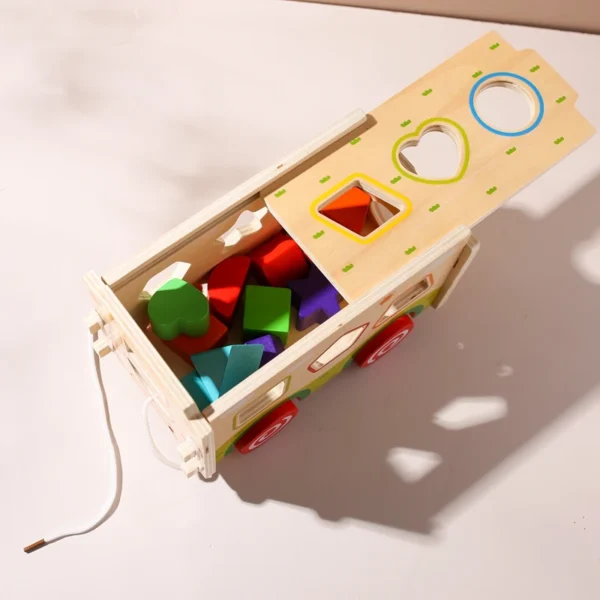 Juguete Montessori con forma de coche, juguete de reconocimiento de Color, Multiplex, se puede desmontar, juguete de aprendizaje para bebés de madera 4